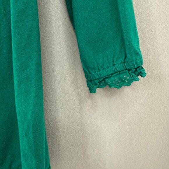 MINI BODEN Broderie Green Dress Girls 7-8 128 Cotton Long Sleeve Ruffles Eyelet - Picture 4 of 7